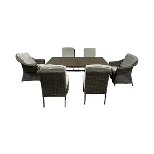 Chaise en rotin d'extérieur haut de gamme à 6 places en rotin Table à manger en osier d'extérieur et chaise de restaurant à bras en rotin - Product Image 1