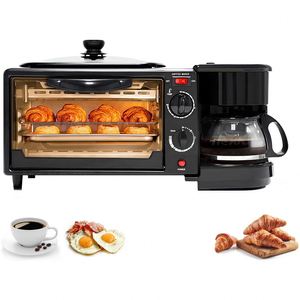 3-in-1 Electric Breakfast Maker Microwave Toaster Oven Coffee Maker Frying Pan Plastic Housing 7L Capacity Temperature Control - Product Image 1