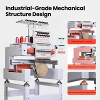 Machine à broder commerciale multi-aiguilles Poolin EOV, prend en charge les formats DST/DSB. Facile à utiliser pour la broderie de casquettes et de vêtements.