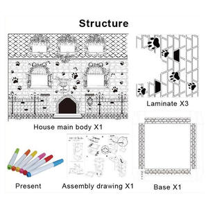 <span class=keywords><strong>Castillo</strong></span> de Cartón para Mascotas en Venta, <span class=keywords><strong>Castillo</strong></span> de Cartón 3D para Gatos con Diseño DIY para Colorear - Product Image 4