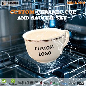 Vente en gros de tasse à café et soucoupe en céramique à bord argenté avec logo personnalisé, ensembles tasse et assiette, café avec emballage en boîte rigide - Product Image 5