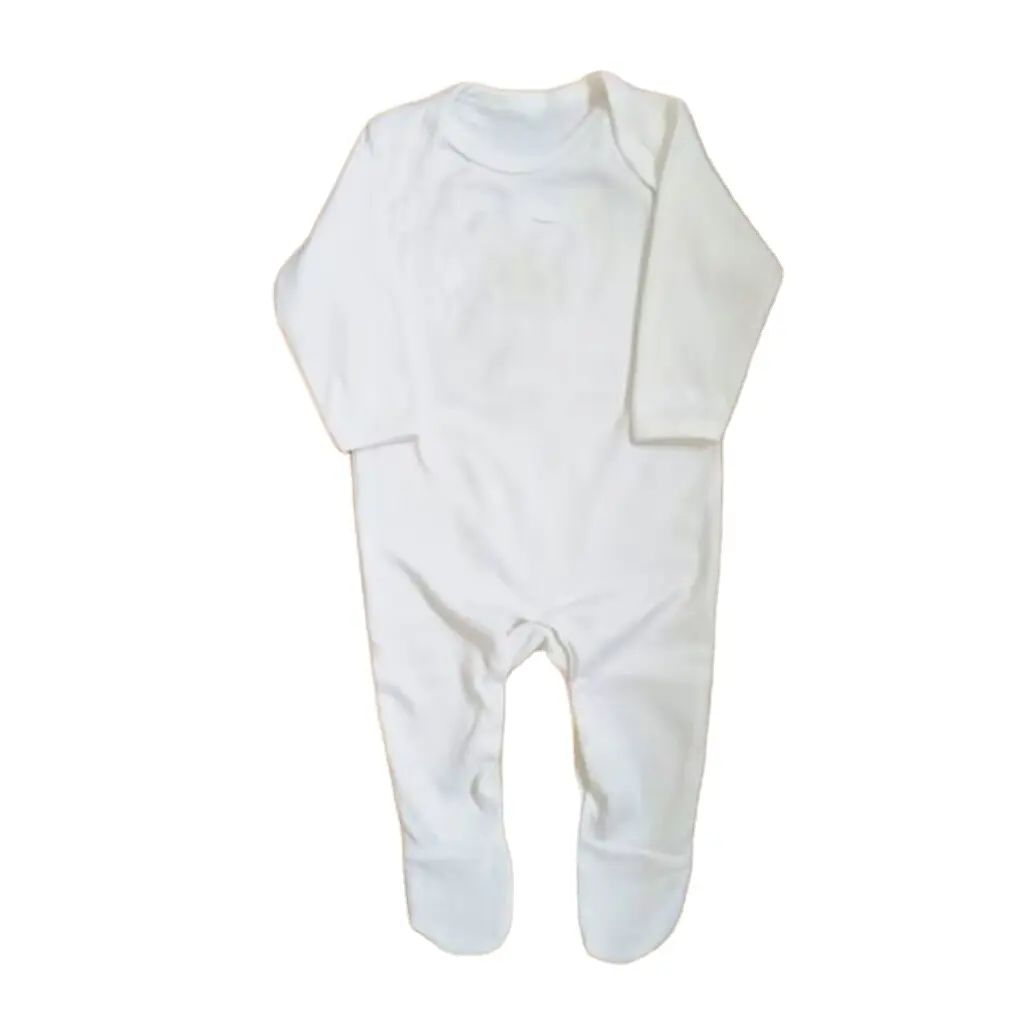 卸売新生児スリーパーホワイトオーガニックコットンロンパース幼児赤ちゃん封筒襟足ワンピースパジャマ