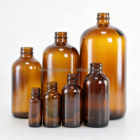 Botol Kaca Amber Boston Round Hot Sale 1/2oz 1oz 2oz 4oz 8oz 16oz 32oz dengan Tutup Sekrup Bakelite untuk Suplemen Ekstrak Herbal