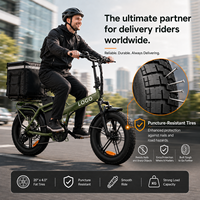 Bicicleta Eléctrica de Carga con Llantas Gruesas de 20 Pulgadas, 128 km de Autonomía, Motor de Alta Velocidad para Profesionales de Entrega de Alimentos, Logotipo Personalizado