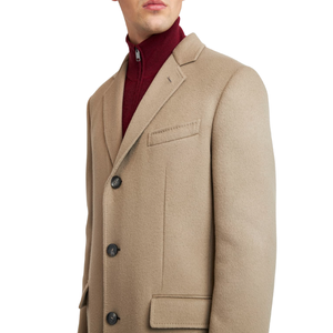 Elegante <span class=keywords><strong>cappotto</strong></span> da <span class=keywords><strong>uomo</strong></span> in lana <span class=keywords><strong>cammello</strong></span> con revers intaccati e soprabito invernale con chiusura a bottoni - Product Image 2