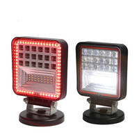 Lampe de travail LED carrée 130W 12-65V avec stroboscope rouge pour camion, tracteur, excavatrice, pick-up, tout-terrain