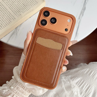 Nouvelle conception Étui de luxe en cuir avec porte-cartes pour iPhone 17 Pro Max/17 Air/16 Plus/15/14/13/12/11 – Coque arrière de téléphone avec fentes pour cartes