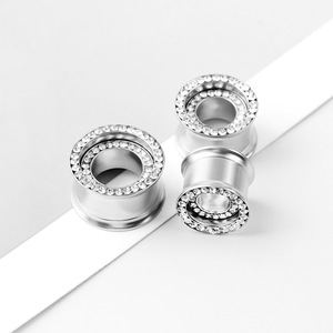 8-18mm Élégant Acier Inoxydable Incrusté <span class=keywords><strong>Double</strong></span> Rangée Foret Rond En Métal <span class=keywords><strong>Oreille</strong></span> Ensemble Piercing Piercing <span class=keywords><strong>Oreille</strong></span> Expander - Product Image 4