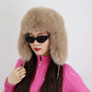 Casquettes d'hiver pour femmes avec protège-oreilles en fourrure, style trapper, en fausse fourrure, surdimensionnées, style bomber - Product Image 1