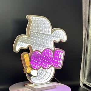 Custom Art Deco Handmade Halloween Pumpkin Infinity Mirror Acrylic <b>Desktop</b> Decoration with LED Light - Product Image 3