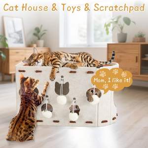 Casa de Juegos para Gatos de 8 Túneles con Pelotas Colgantes - Cama Cueva Plegable Grande para Varios Gatos, Incluye Arena para Gatos Gratis (Oferta Limitada) - Product Image 4