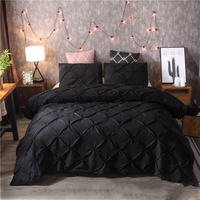 Ensemble de housse de couette de luxe en polyester noir moderne fait à la main de qualité 400TC, lavable en machine toute saison pour lit Queen King Simple Double
