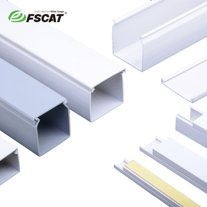 Fscat การเดินสายไฟพีวีซีมีกาวในตัวท่อลวดตกแต่งสี่เหลี่ยมสำหรับการจัดการสายในร่ม V-0 UL94 (สีขาว) - Product Image 1