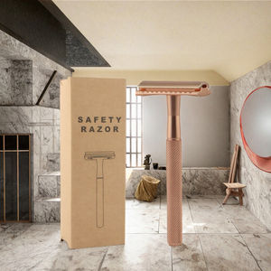 Venta caliente personalizado pequeño MOQ base de soporte negro maquinilla de afeitar de seguridad clásica para el cuerpo color personalizado aluminio afeitado depilación - Product Image 3