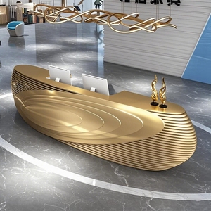 Source Factory Artistic Modern Fiberglass Reception Desk Luxury Front Desk Curved for Salon Lobby - Product Image 3