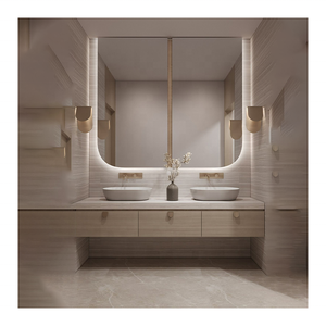 Personalizzato moderno Pvc in legno di lusso in fibra di vetro Led montaggio a parete mobile mobile bagno vanità <span class=keywords><strong>con</strong></span> <span class=keywords><strong>specchio</strong></span> - Product Image 4