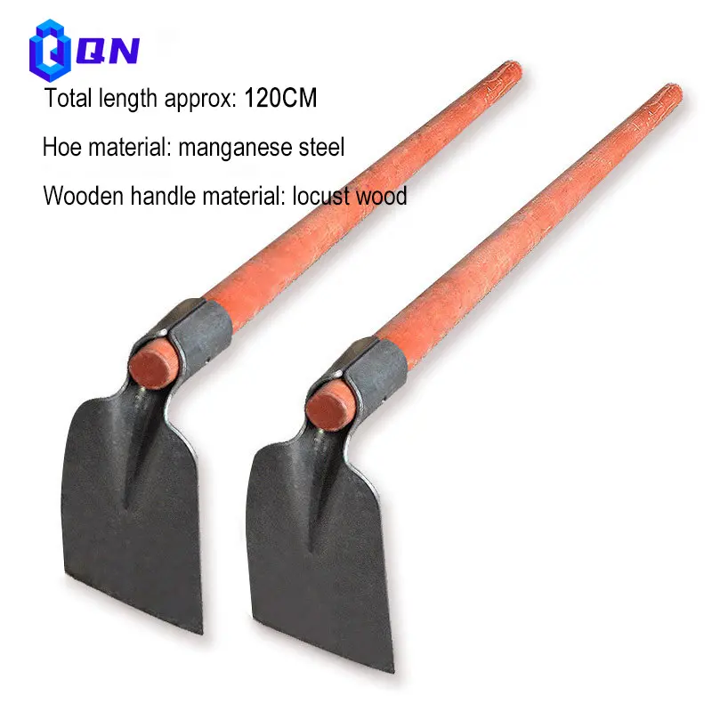 outdoor wooden handle hoe to loosen the soil to open up the land home planting vegetables weeding track hoe