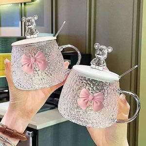 Promotional Gift New Design 350ml Little Bear Glass Water Cup Transparent Glass Mug Coffee Household Tea Juice Cup Mugs