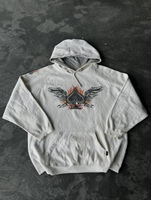 Sweat à capuche Y2K blanc vintage, coupe droite, doublé, avec fermeture éclair, imprimé flamme et motif pique, style motard streetwear, pour l'hiver