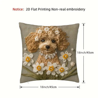 Coussin décoratif pour canapé de salon en peluche courte à imprimé numérique 2D de dessin animé de chien fleuri mignon