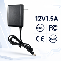 Adaptateur secteur mural US 12V 1.5A 18W avec connecteur DC 5.5x2.1mm personnalisable en option pour commutateur HDMI et éclairage LED