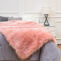 Jeté en fausse fourrure shaggy de luxe imprimé sur mesure, 100 % polyester, réversible, moelleux, pour canapé, lit et décoration intérieure