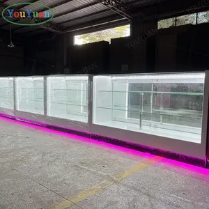 Custom Smoke Shop Display Cabinet Stainless Steel Led Lighting Lockable Glass Cigar Showcase Display Cabinet