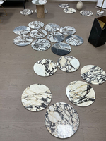 Stonekocc D40cm 100% Italie Luxe Calacatta Viola Pierre de Marbre Naturel Disque Circulaire Table Plateau Décoratif Plat