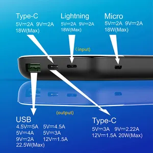 Power Bank Portátil, Batería <span class=keywords><strong>Externa</strong></span>, Powerbank para iPhone, <span class=keywords><strong>Xiaomi</strong></span>, Oneplus, Cargador VOOC, <span class=keywords><strong>10000mAh</strong></span>, 20W, 22,5 W - Product Image 4