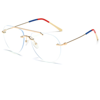 Lunettes de mode surdimensionnées unisexes sans monture à double barre anti-lumière bleue