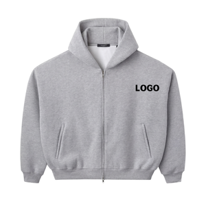 Hoodie Unisexe Streetwear Personnalisé à Bas Prix, Coupe Boxy Oversize, en Coton 400 g/m², avec Fermeture Éclair, Impression de Logo, Référence 6695, Vente en Gros - Product Image 1
