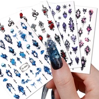 Nouveaux autocollants pour ongles en gel souple 5D personnalisables, style gothique d'inspiration française, rose rouge sang, en relief, pour Halloween
