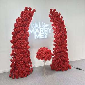 Arco de flores rojo para boda, arco de flores de lujo, arco de flores artificiales, arco de flores de seda para decoración de eventos, D-HOA063, gran venta. - Product Image 1