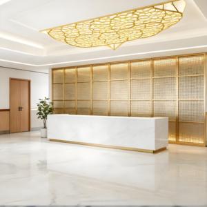 Cloison de séparation contemporaine en acier inoxydable doré, écrans creux, séparateurs de pièce, fabricant de cloisons de salon - Product Image 3