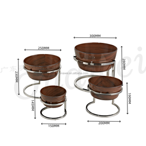 Dubai Arabic Hotel <span class=keywords><strong>Restaurant</strong></span> Supplies New Fancy Silver Metal Bread Food Fruit Servant Buffet Risers Stands for Catering Table - Product Image 5
