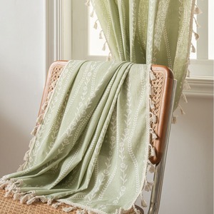 XinLan Vente en gros rideaux <span class=keywords><strong>vert</strong></span> <span class=keywords><strong>sauge</strong></span> pour salon, rideaux floraux semi-transparents Boho 84 pouces de longueur 2 panneaux - Product Image 1