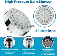 LEELONGS Pomme de douche haute pression 5 fonctions ABS ronde finition chromée économie d'eau murale
