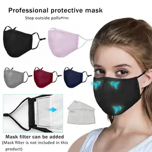 Groothandel Black Fashion Custom Facemask Katoen Wasbaar Herbruikbare Stof Gezicht Rook Anti Fog Air Doek Stofmasker Met Ontwerpen