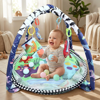 Tapis d'éveil pour bébé « Petit Paléontologue » 5-en-1, thème dinosaures, avec rembourrage, rebord de sécurité souple et côtés en maille