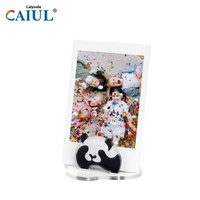 Porte-photos en plastique écologique mignon, ornement décoratif de bureau avec fente pour cartes de messages/notes, porte-cartes design