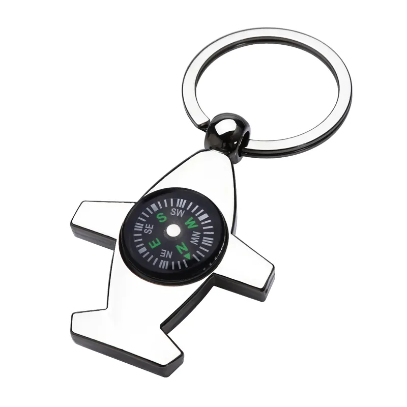 Porte-clés boussole en alliage pour maquette d'avion Outil d'identification portable pour l'extérieur Porte-clés de voiture Pendentif essentiel pour le voyage