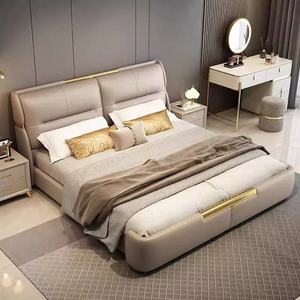 Cama Queen Size Conversível Moderna e Simples de Luxo, Estofada em Couro Macio, com Estrutura de Madeira de Pinheiro e Armazenamento Extensível, Tamanho Personalizável - Product Image 4