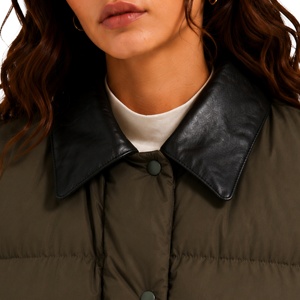 <span class=keywords><strong>Gilet</strong></span> matelassé en peau de mouton pour femme, certifié BSCI, avec col en similicuir, logo personnalisé, vente en gros – Fabrication depuis 17 ans - Product Image 5