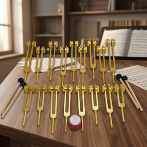 Juego de 18 diapasones sagrados de 9 notas y 9 chakras, con peso de oro y mazos, kit de instrumentos para sanación por sonido - Product Image 3
