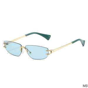 Gafas de Sol de Diseñador de Marca de Lujo, Modernas, Metálicas Doradas, Unisex, Clásicas, Retro, Cuadradas, con Logotipo Personalizado, al por Mayor, Naranja, Azul Claro - Product Image 3