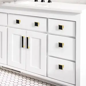 YONFIA 505909 emas hitam padat seng logam campuran pegangan kabinet dapur tarik furnitur laci lemari pegangan kenop tarik untuk pintu lemari
