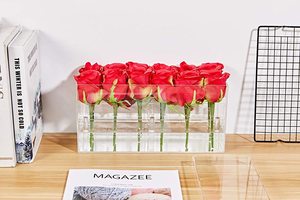 YAGELI High Quality 12 Rose Display Case Transparent Long Rectangle Acrylic Flower Box