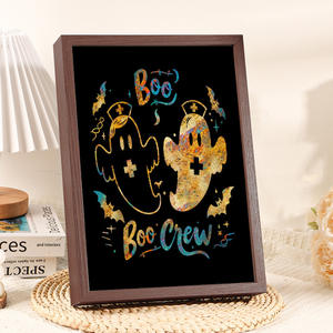 Décor d'automne d'Halloween et de Thanksgiving: Panneau en bois de 4, 9 X4.9 pouces avec citrouille fantôme pour plateau à plusieurs niveaux, manteau de cheminée fait à la main, bricolage <span class=keywords><strong>Chine</strong></span> - Product Image 4