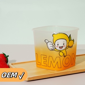 Vaso de plástico cuadrado PET transparente esmerilado desechable sin BPA, 90mm, logotipo personalizable de pared simple impreso para bebidas frías, jugo - Product Image 3