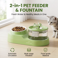 Fontaine à eau et gamelle automatiques 2-en-1 pour chat, ultra silencieuses, avec système de filtration, sans BPA